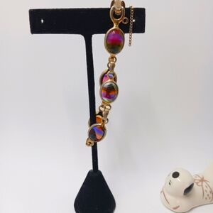 Vintage Sarah Conventry Harmony Rainbow Bracelet, Gold Toned